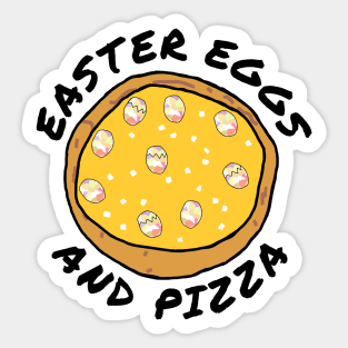 Happy Easter Eggs and Funny Pizza Sticker